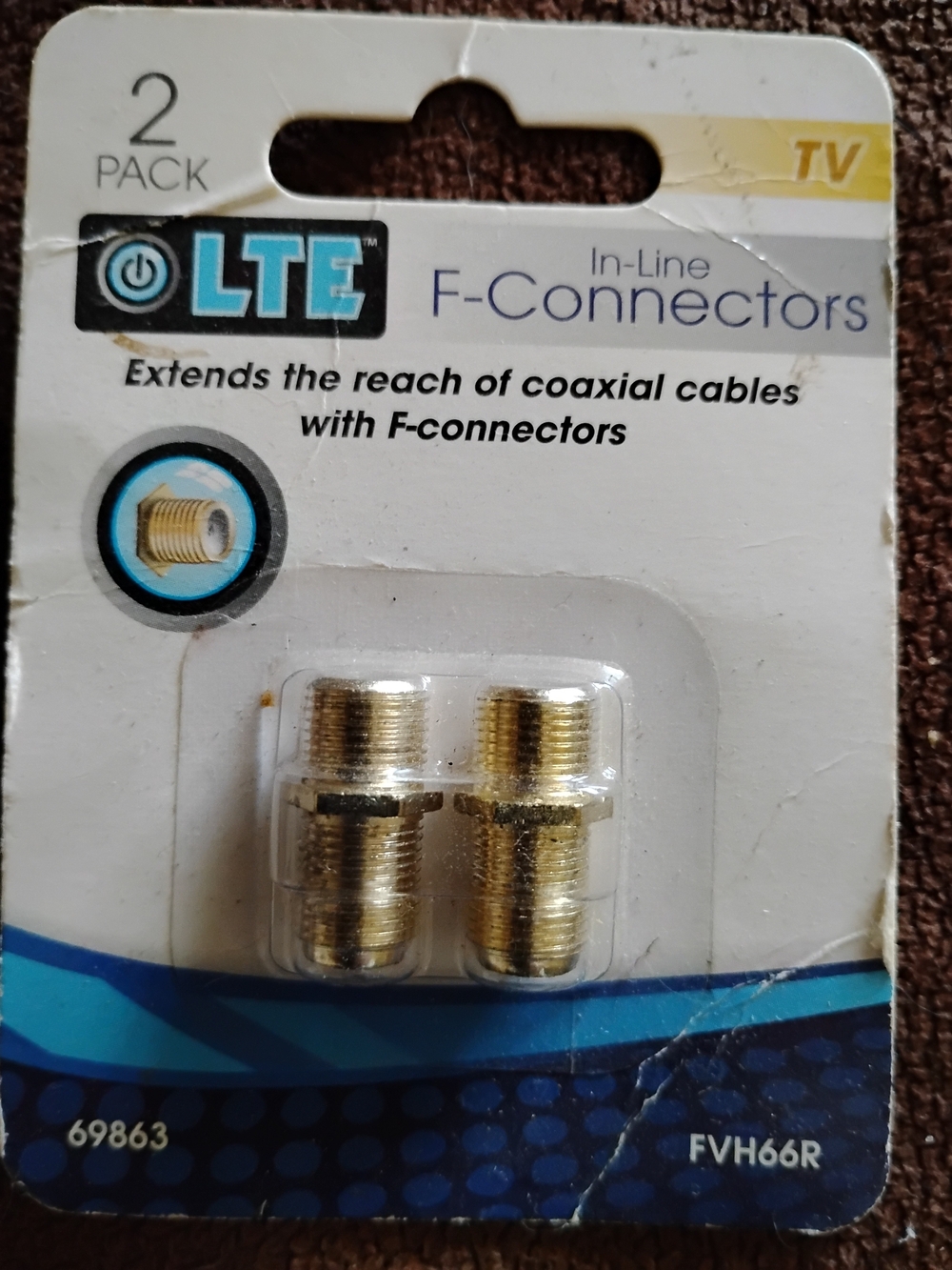 Source Unknown Gold F-Connector Inline Couplers - 2 Pack